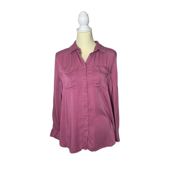 Chico's Silky Soft 100% Modal Utilty Pocket Button Down Blouse Women's Size S - Picture 1 of 14